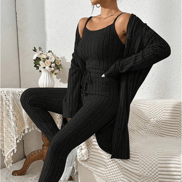 Isabella Women's 3-Piece Lounge Set – Soft Ribbed Loungewear 1