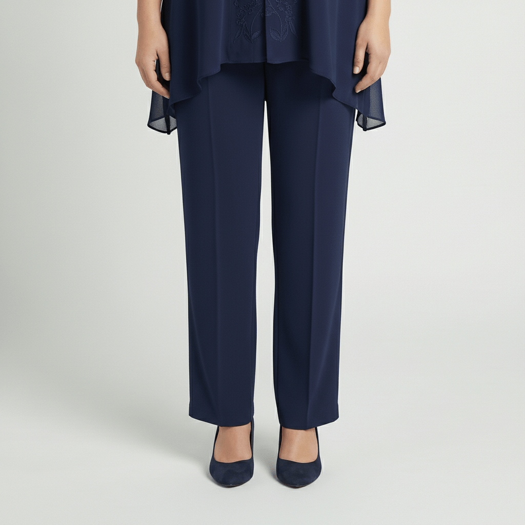 Nichola Two Piece Set Embroidered Tunic Top and Straight Leg Pants