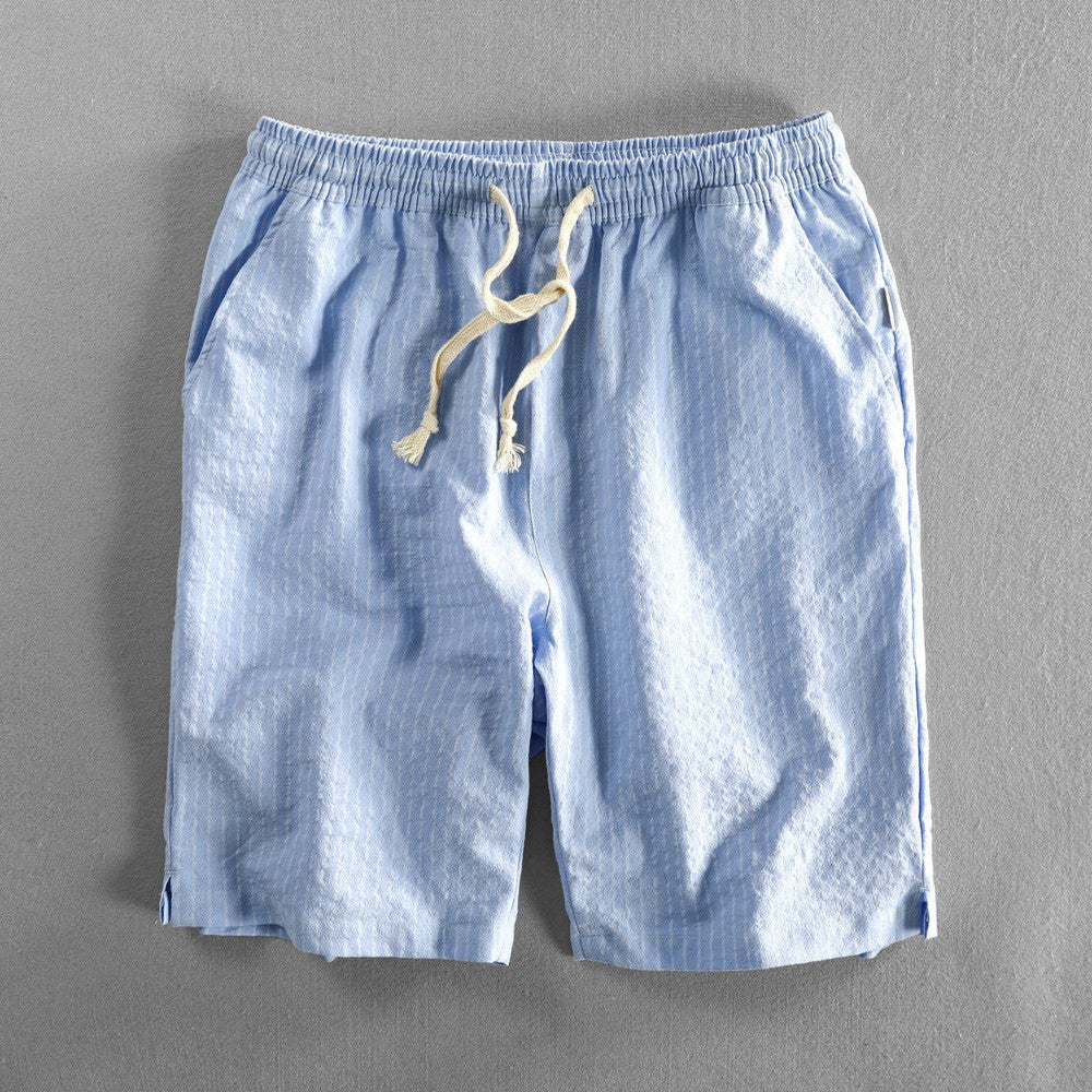 Lusso Men's Pinstripe Linen Blend Shorts – Knee-Length Style 6
