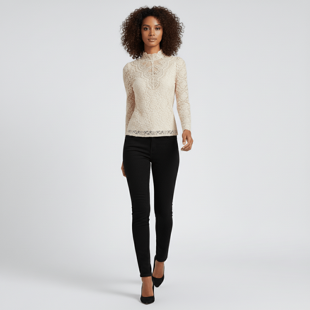 Rosie High Neck Embroidered Lace Blouse