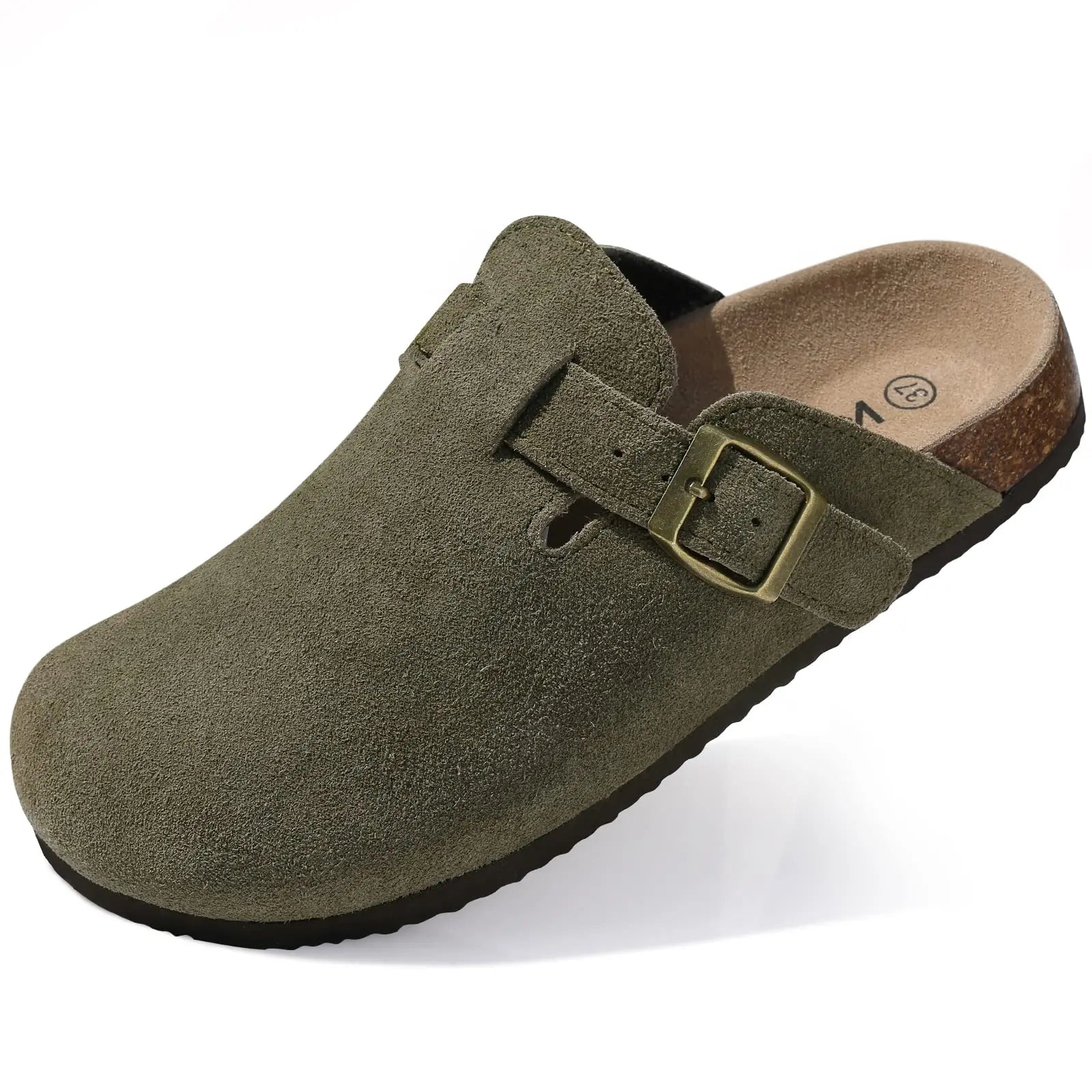 Kidmi Men's Suede Clogs – Adjustable Slip-On Sandals-4