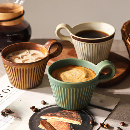 Handmade Ceramic Ridged Cup