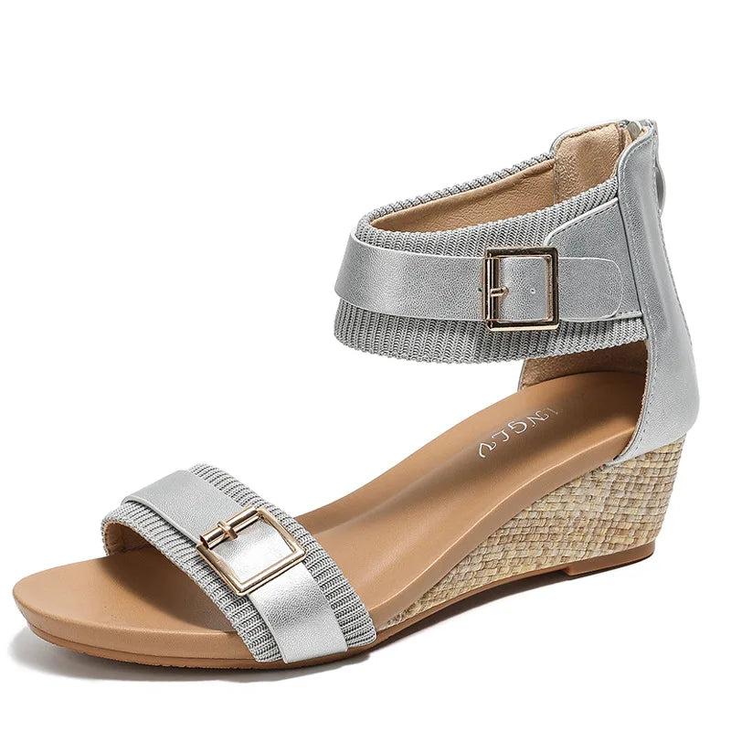Bella Women’s Wedge Sandals – Chic Buckle Design for Comfort 2