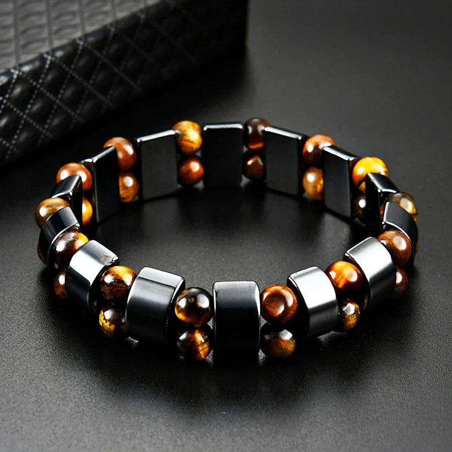 Ares Unisex Adjustable Hematite and Tiger's Eye Bracelet – Handcrafted Gemstone Design 3