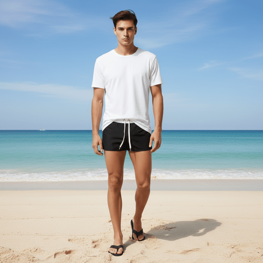 Tanner Short Length Swim Shorts with Drawstring Waist