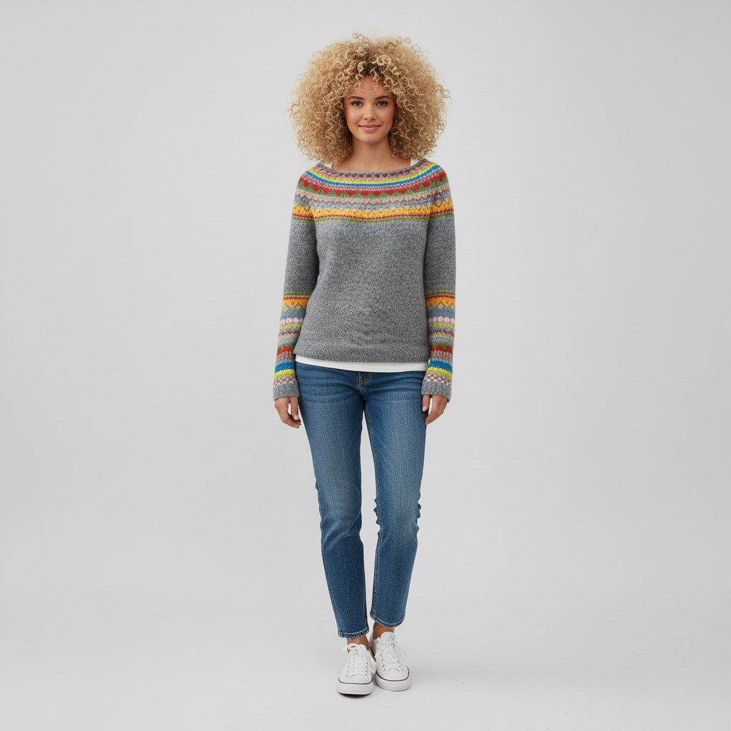 #colour_Heather Grey with Multicolor Fair Isle