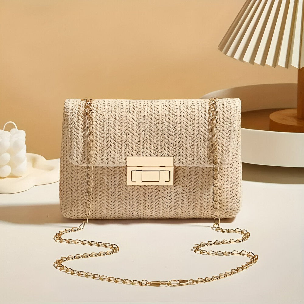 Raffia Women's Woven Crossbody Tote Bag – Chic Handbag 2