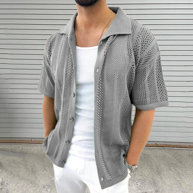 Hype Men's Vintage Knitted Shirt – Breathable Cotton Blend 2