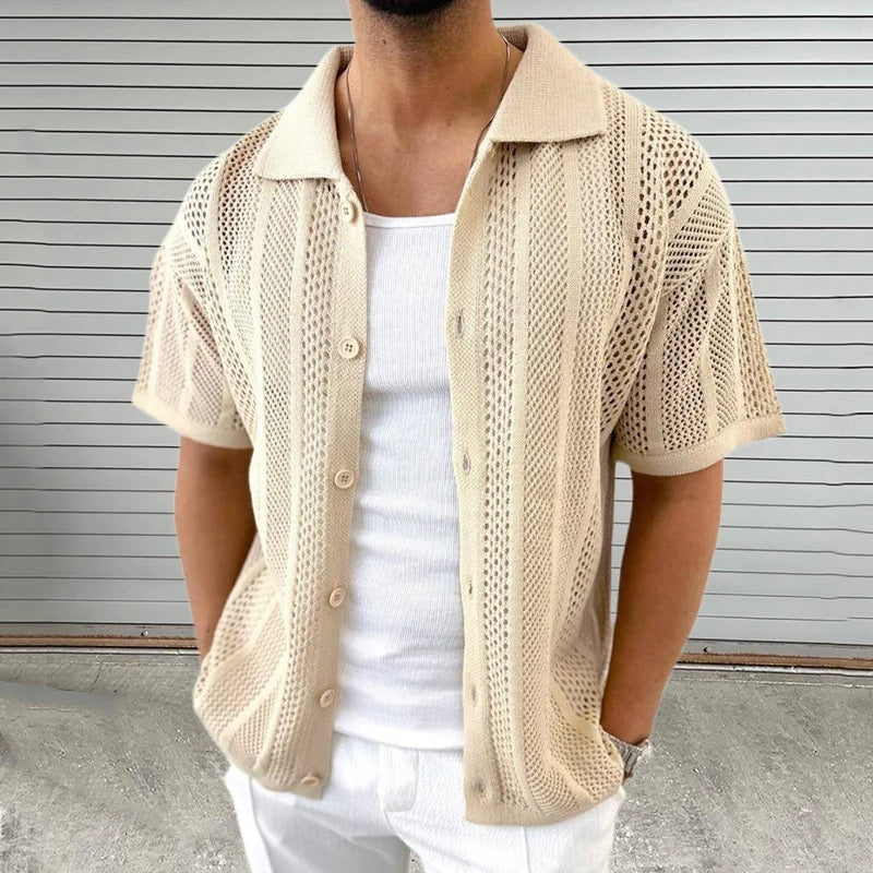 Hype Men's Vintage Knitted Shirt – Breathable Cotton Blend 1