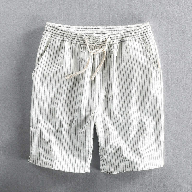 Lusso Men's Pinstripe Linen Blend Shorts – Knee-Length Style 5