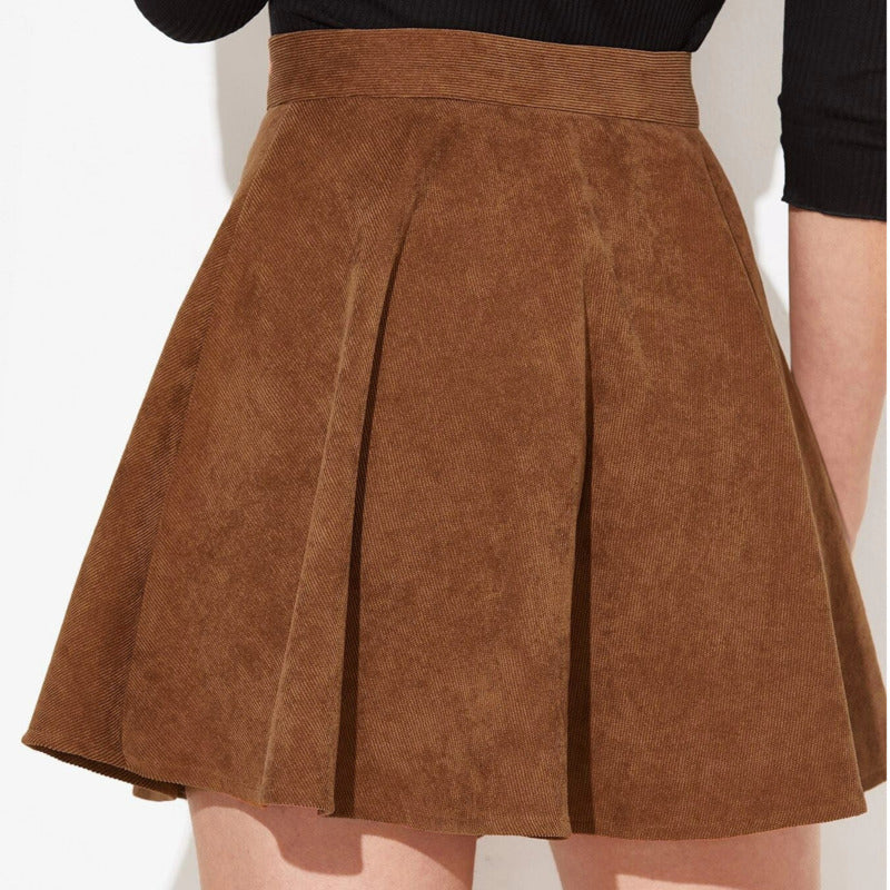 Belle Women’s High-Waisted A-Line Corduroy Skirt – Above Knee 2