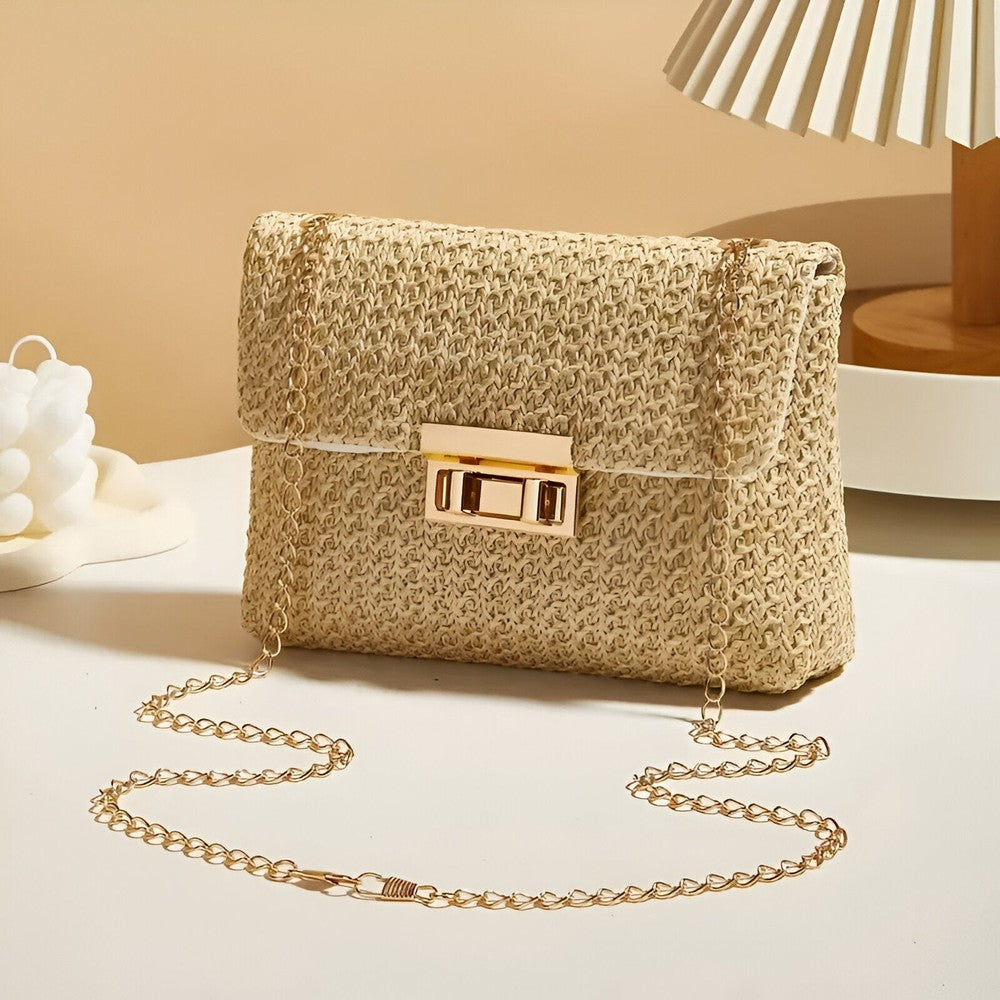 Raffia Women's Woven Crossbody Tote Bag – Chic Handbag 4